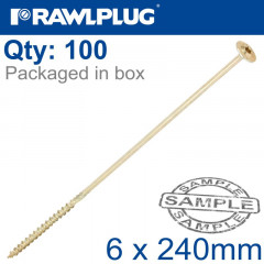 TIMBER CONSTRUCTION SCREW 6X240 MM ZINC PLATED BOX OF 100